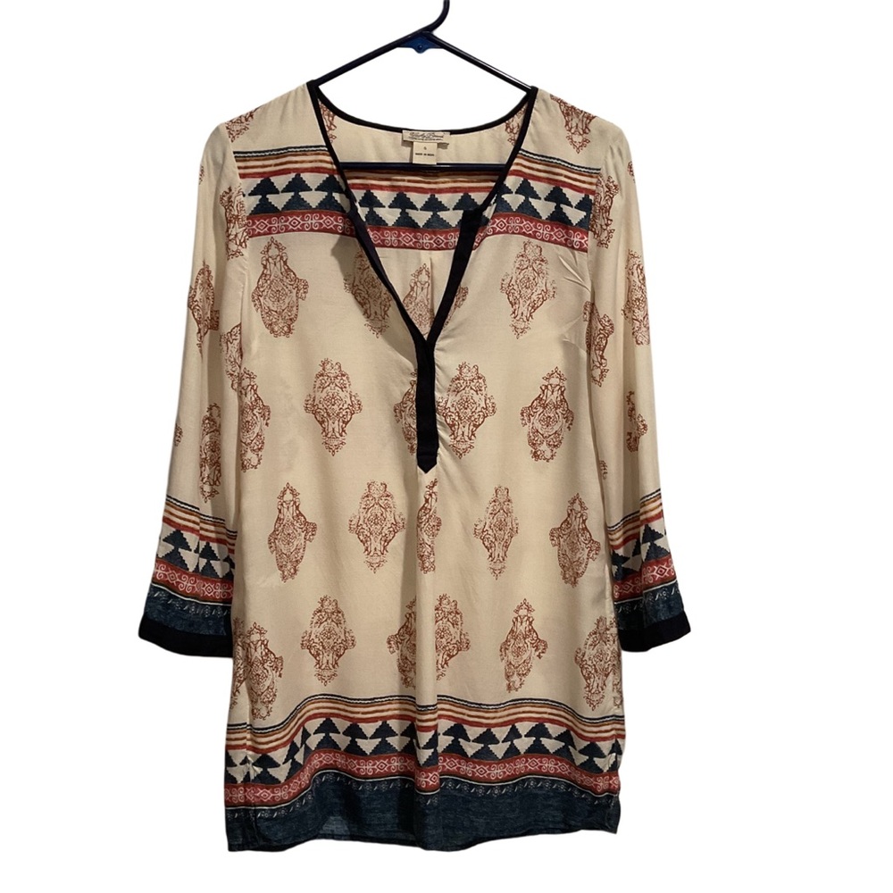 Lucky Brand Line in‎ Love Boho Tunic Blouse Multicolor Geo Print